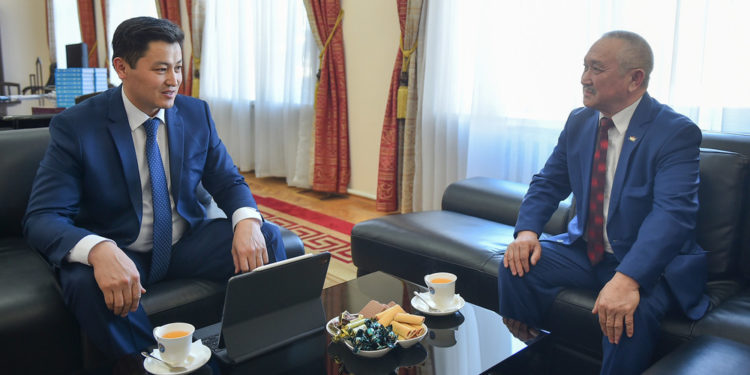 Өкмөт башчы Улукбек Марипов Олимпиада чемпиону Каныбек Осмоналиев менен жолукту