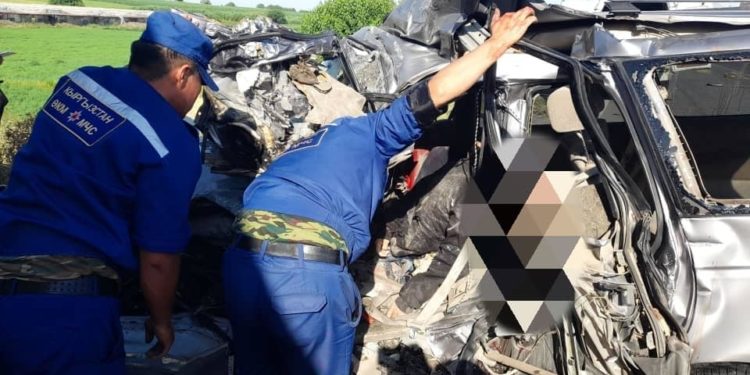 Унаанын тамтыгы чыгып калган. Жалал-Абаддагы жол кырсыкта 6 адам көз жумду (сүрөт)