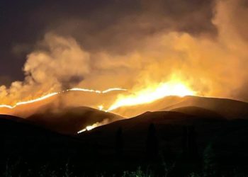 Бүгүн түнү Байгелди айылында тоонун боорунда куураган чөптөн өрт чыкты (видео)