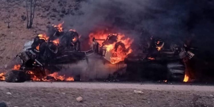 Бишкек-Ош жолунда күйүүчү май ташыган унаа өрттөнүп кетти