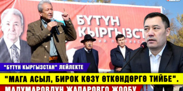 «Бүтүн Кыргызстан» Лейлекте / «Мага асыл, бирок көзү өткөндөргө тийбе». Мадумаровдун Жапаровго жообу