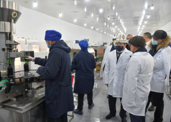 «Мамлекет салыкты так төлөгөн бизнести колдойт». Жапаров «Кыргыз шампаны» ишканасына барды