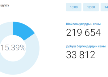 Саат 16:00гө карата 15,39 пайыз шайлоочу добуш берди