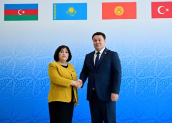 Спикер Талант Мамытов ТүркПАнын жыйынына келген конокторду тосуп алды. Сүрөттөр топтому