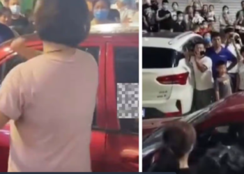 Кытайда күйөөсүн көңүлдөшү менен «кармап алган» аял көчөдө «концерт коюп», күйөөсүнүн абийирин ачкан (видео)