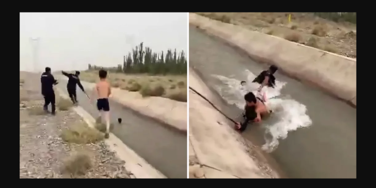 Баланы куткарам деп каналга агып кеткен куткаруучулар. Окуя Кытайда болуп, куткаруучулар аман калган