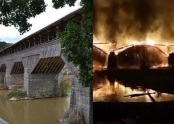 Кытайда 900 жылдык тарыхы бар көпүрө өрттөнүп кетти (видео, сүрөт)