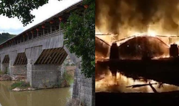 Кытайда 900 жылдык тарыхы бар көпүрө өрттөнүп кетти (видео, сүрөт)