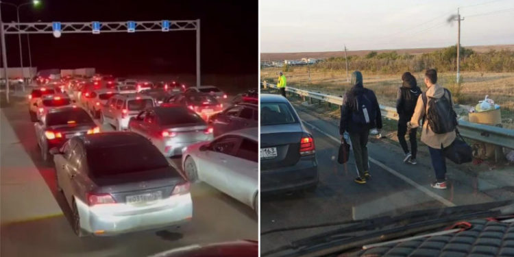 «Аягы көрүнбөйт». Орусиядан Казакстанга чыгып кетүүнү каалагандар көп болууда