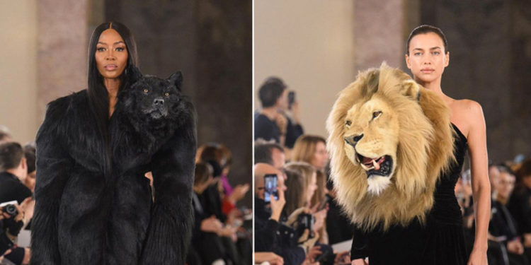 Наоми Кэмпбелл карышкырдын, Ирина Шейк арстандын «башы» менен… Париждеги мода жумалыгынан сүрөттөр