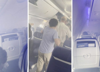 Кыймылдаткычы күйүп бара жаткан учакта тартылган видео тарады