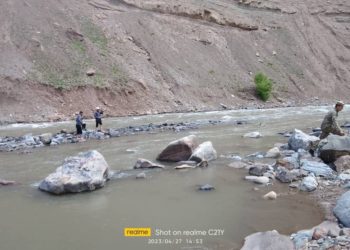 Ошто унаа сууга түшүп кеткен. Айдоочу чыгып, жүргүнчү дайынсыз болуп жатат