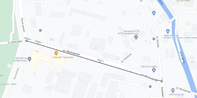 Бишкектеги Москва көчөсүнүн тилкеси 5-апрелден тарта жабылат