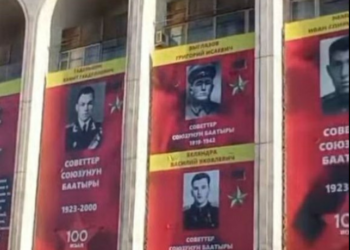 «Ала-Тоо» аянтында согуш ардагерлеринин илинген сүрөтү талкуу жаратты. Мэрия эмне дейт?