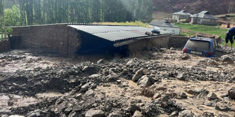 Нөшөрлөгөн жамгырдан улам Алайдын Терек айылында сел жүрдү