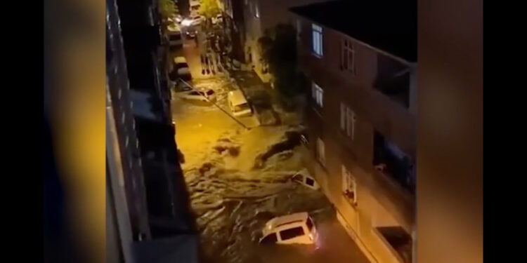 Стамбулда сел жүрүп, 3 адам каза болду. Видео