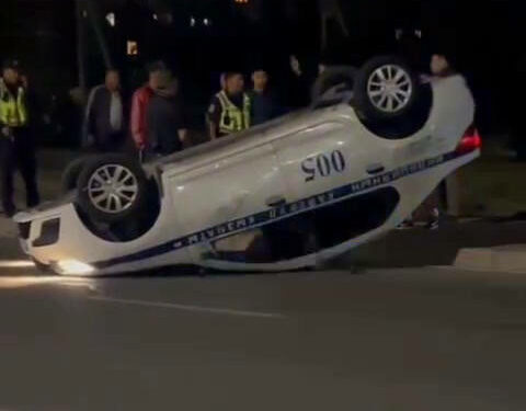 Бишкекте оодарылып калган кайгуул кызматынын унаасы боюнча териштирүү башталды (видео)