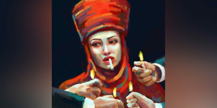 Мамлекеттик катчы элечек кийип, тамеки тиштеп, жылаңачталган кыздын сүрөтүн тарткандарды сындады