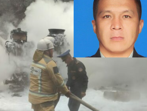 Каза болгон милиция кызматкери Төө-Ашууда өрттөнгөн май ташыган унааны өчүрүүгө жардам берген