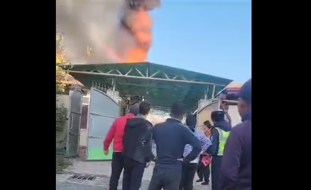 Экс-депутат Ыргал Кадыралиеванын өрттөнүп жаткан үйүнүн видеосу