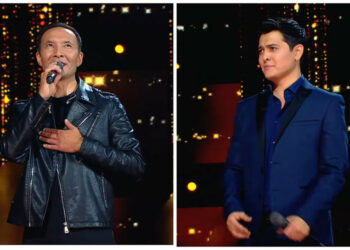 «Ну-ка, все вместе!» берүүсүнүн финалисттери Азат Раимбердиев менен Бек Исраилов чогуу ыр аткарышты