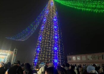 Баткенде жаңы жылдык балатынын чырагы жандырылды (видео)