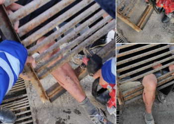 Бишкекте жарандын буту көчөдөгү темирге кирип, кыпчылып калган