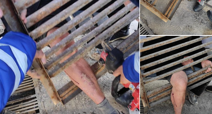 Бишкекте жарандын буту көчөдөгү темирге кирип, кыпчылып калган