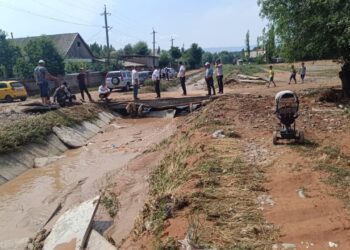 Өзгөндө сел жүрүп, 37 турак үйдү суу каптады