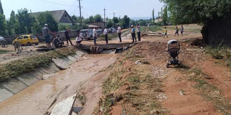 Өзгөндө сел жүрүп, 37 турак үйдү суу каптады