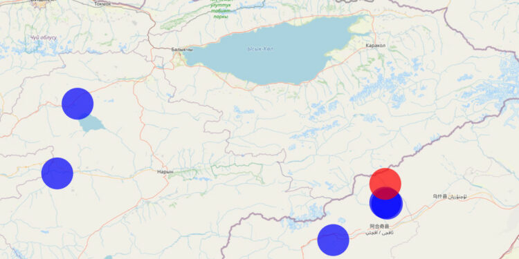 Кыргыз-кытай чек арасына жакын жерде күчү 4 баллга жеткен жер титирөө катталды