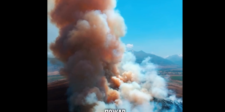 Орок айылында көрүстөндө ачык аянтта куураган чөптөн өрт чыкты