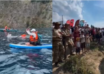 Султан Жумабек уулу Сары-Челек көлүн 2 саат 22 мүнөттө сүзүп өттү