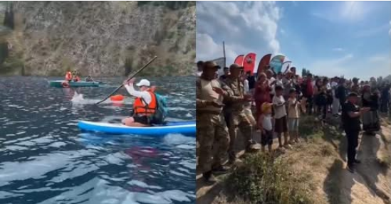 Султан Жумабек уулу Сары-Челек көлүн 2 саат 22 мүнөттө сүзүп өттү