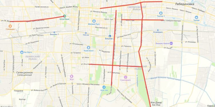 Бишкектин 6 чоң көчөсүндө коомдук транспорт үчүн тилке түшөт